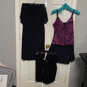 St Johns Bay tankini top 14, ocean dream bikini bot sz 12 plus 2 addl items